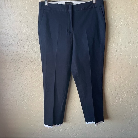 Talbots Slim Crop Scalloped Hem Navy Blue Slacks - Picture 2 of 7